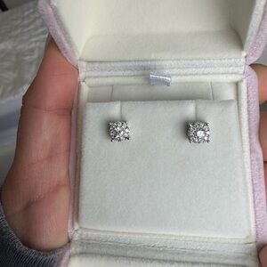 Diamond Cluster Stud Earrings